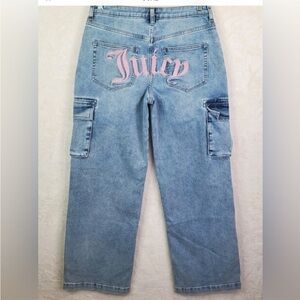 Juicy Couture  Women’s  Blue Cargo Pants with Pink Logo Size 7